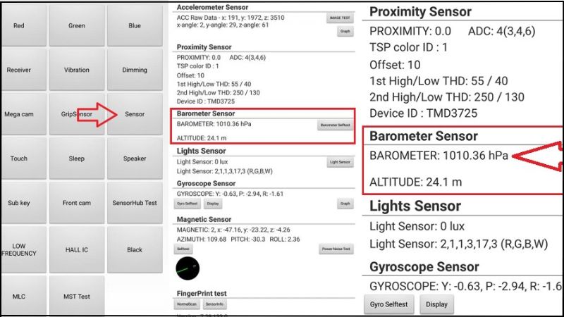 Cách test áp suất Samsung bằng ứng dụng Điện thoại